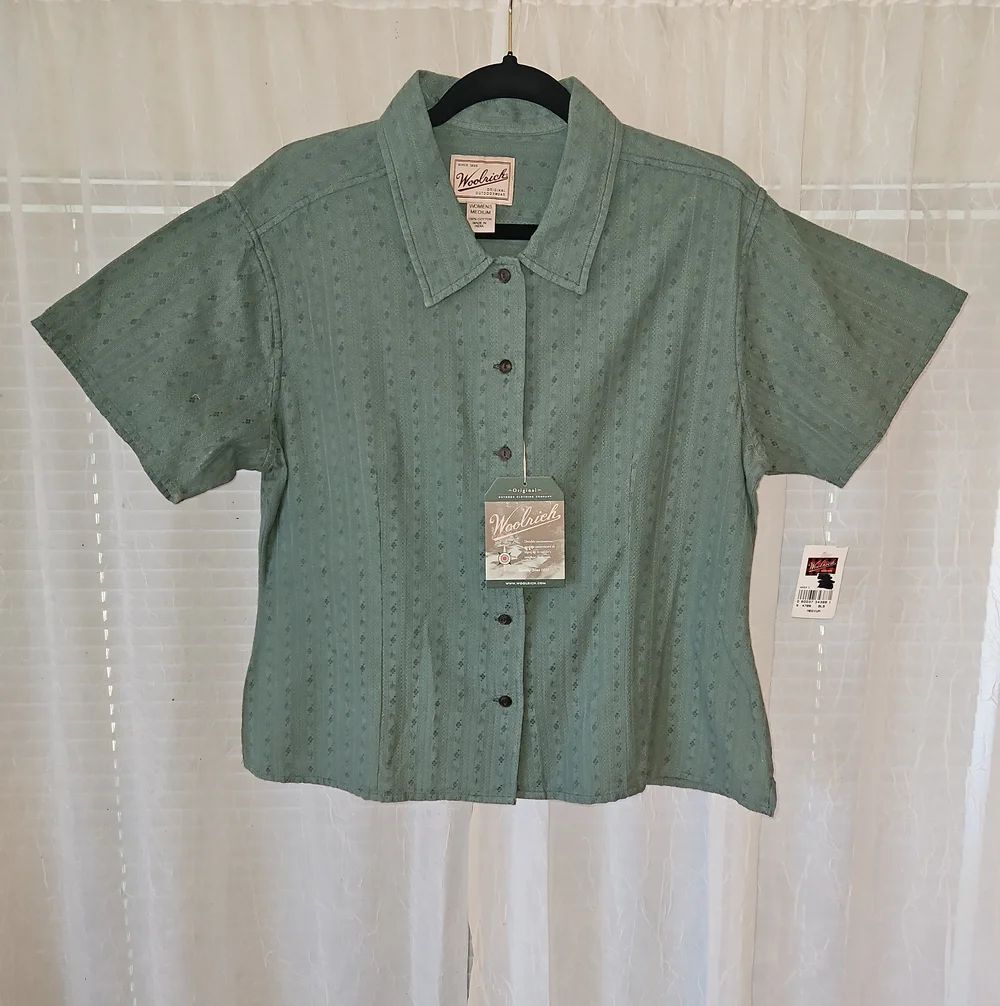 Woolrich Short Sleeve Sage Button-Front Shirt
